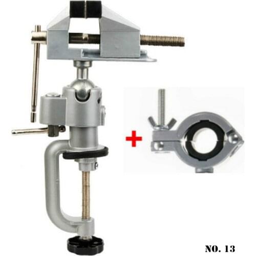 2 In 1 Bench Clamp Table Vise Aluminum Alloy 360 Degree Rotating Bench Vise Electric Drill Stand Table Clamp Metal Working Tool
