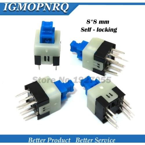 20PCS 8X8 8*8 mm 6Pin Push Tactile Switch Self lock /Off button Latching switch new free shipping