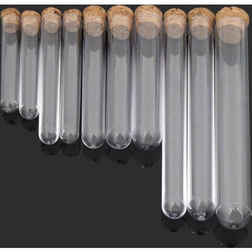 20pcs/pack 20x150mm Lab Glass Test Tube Empty Scented Educational Supplies Drink Candy Storage Tubes Transparent With Cork flat