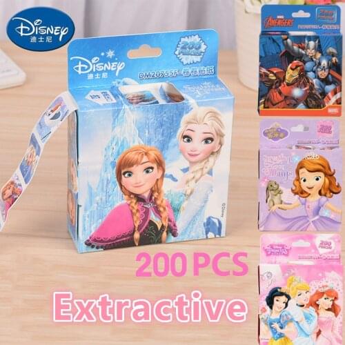 Disney Mickey Frozen Elsa Anna Removable Sticker Princess Scrapbooking For Decor Computer Notebook Cartoon Toy Stickers 200pcs