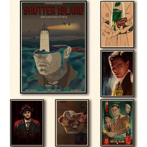 25 Designs Martin Scorsese Movie Shutter Island Kraftpaper Poster Artwork Homedecal Fancy Wall Sticker for Coffee House Bar