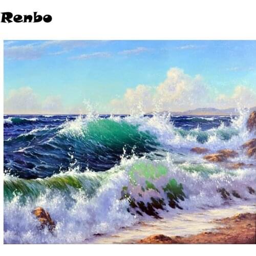 Mazayka bead embroidery full drill Diamond painting sea Wave,5d Cross Stitch Rhinestone mosaic image 3d nature scenery art