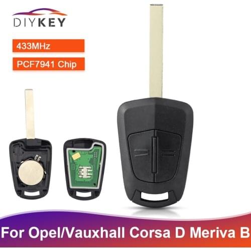DIYKEY 433MHz ID46 PCF7941 Car Remote Key for Opel Vauxhall Corsa D 2007 2008 2009 2010 2011 2012 Meriva B 2010 2011 2012 2013