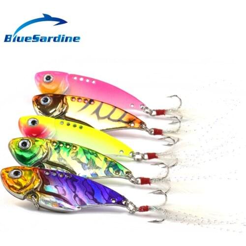 BlueSardine 5PCS Metal Vibration Fishing Lures Metal VIB Hard Wobbler Baits Fishing Tackle 11.9G 6CM