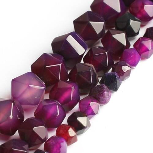Natural Faceted Purple Agates Stone Beads Round Loose Spacer Beads For Jewelry DIY Making Bracelet Accessories 15'' 6 8 10 mm