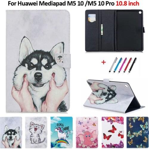 Tablet For Huawei MediaPad M5 10.8 inch CMR-AL09/W09/W19 Case Lovely Cat Unicorn Puppy Leather Cover For Huawei M5 10 Pro Case
