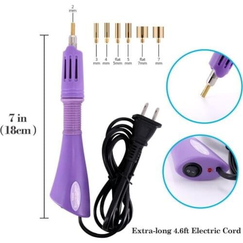 Hotfix Applicator GLTECK DIY Hot Fix Rhinestone Applicator Tool Kit with 7 Different Sizes Tips, Tweezers 2 Pack Hot-Fix Crystal