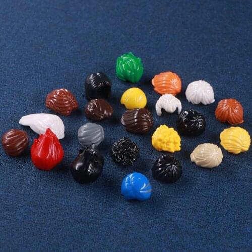 10pcs/set City Bricks Figures Head Hat Parts Soldier Cap Boys Hair Girls Ponytail Motorcycle helmet DIY Accessories Blocks Toys