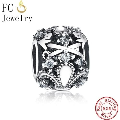 FC Jewelry Fits Original Brand Charms Bracelets 925 Sterling Silver Fleur Zircon Crystal Flower Beads For Making Berloque New