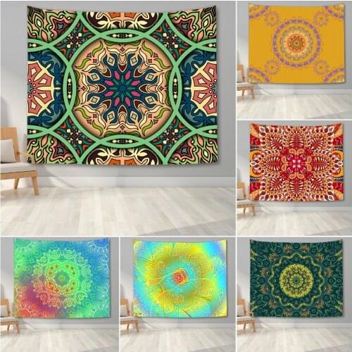 Ethnic Mandala Wall Tapestry Floral Flowers Pattern Tapestry Wall Hanging Tapestry Blanket Bohemian Bedroom Background Cloth