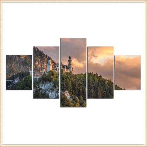 HD 5 Pieces Scenic Snow-capped and Lakes Pictures Posters Wall Art Home Decor for Living Room Painting Wall Art Anime Poster