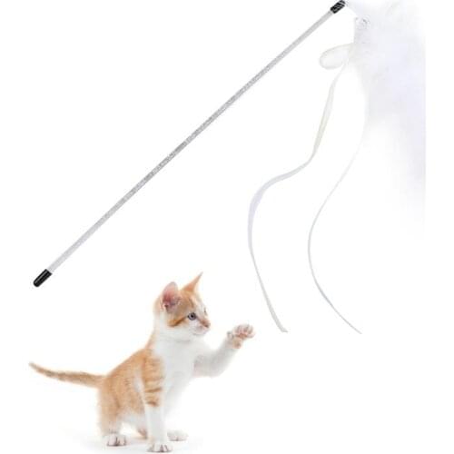 Cat Teaser Toy Funny Faux Feather Toy Cat Interactive Playing Toy Cat Wand Toy Kitten Teasing Wand Training Toys Pet Product