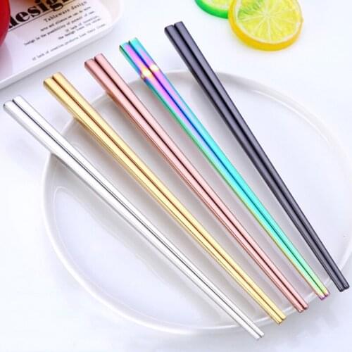 2021 New 1Pair Stainless Steel Chinese Chopsticks Non-Slip Reusable Metal Chopstick For Sushi Food Sticks Tableware Kitchen Tool