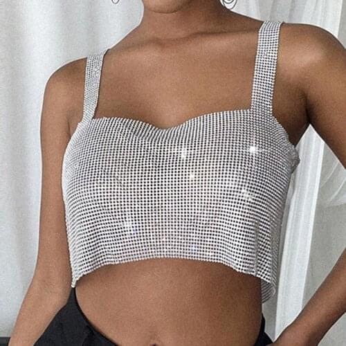 Adult Women Jazz Dance Performance Tops Sparkly Rhinestone Pole Dance Costume Rave Clothes Nightclub DJ Dancer Stage Wear YS2017