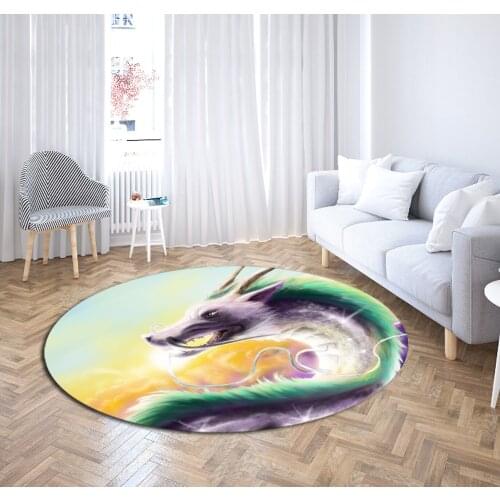 Custom Round Carpets Computer Chair Area Rug Floor Mat Bathroom Rugs Carpets Dragon Home Decor Carpet 3D Print Animals Floor Mat
