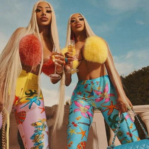 Summer New Style Starfish Print Sleeveless Cropped Top High Waist Leggings Summer Trend Women Summer Two-piece Womens Clothing