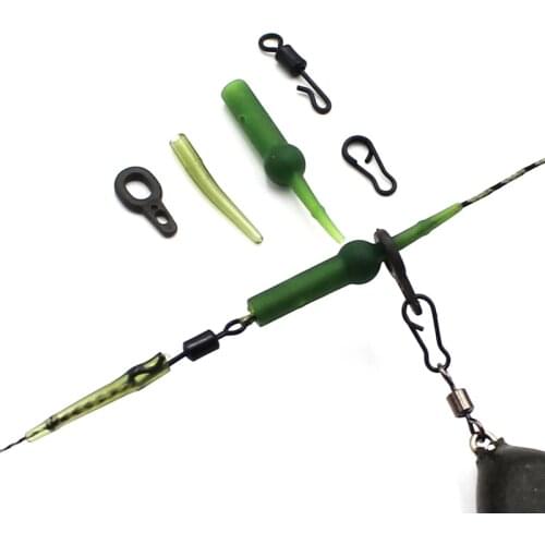 25Pcs Carp Fishing Accessories Set Running Rig Tackle kit Chod Heli Buffer Sleeve Rolling Swivel Fishing Hook Rig Connector Ring