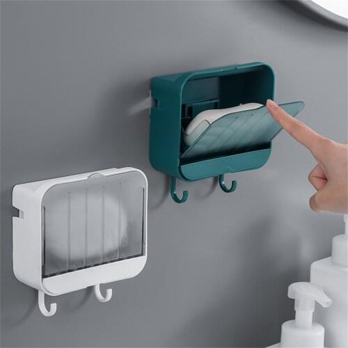 Soap Sink Dish With Lid Paste Wall Mounted Soap Holder Toilet Storage Rack Punch-free Detachable Storage Disk Bathroom Box