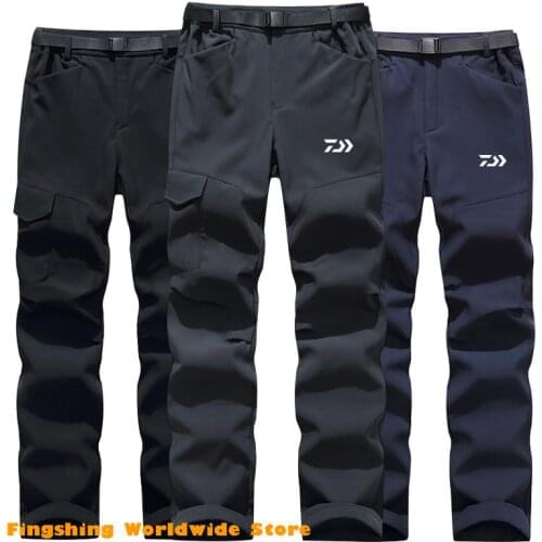 New Men Soft Shell DAIWA Fishing Clothing Autumn Winter Fleece Warm Windproof Outdoor Climbing Fishing Hiking Fishing Pants
