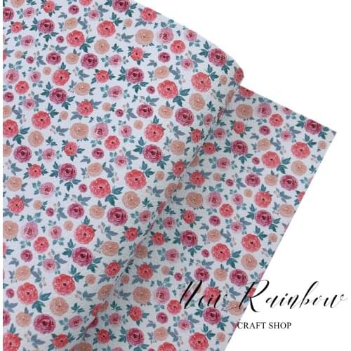 New Rainbow 30x138cm/Roll Watercolor Roses Faux DIY Artisan Leather Handmade Fabric Hair Bows, Earrings and Crafts