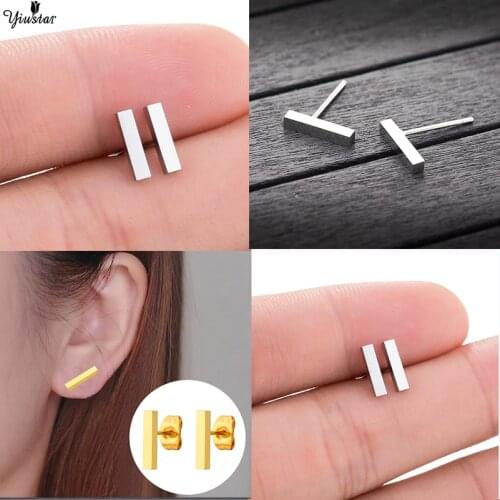 New Steel Simple Bar Stud Earrings for Women Rose Gold Stud Earring Christmas present Jewelry Wholesale Gifts