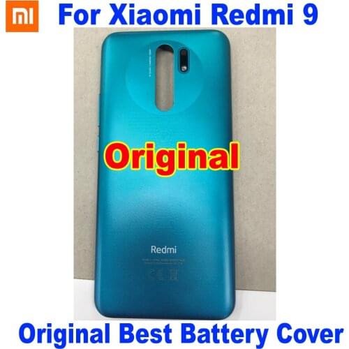 Original Best Back Battery Cover Housing Door Rear Case For Xiaomi Redmi 9 MTK Helio G80 Lid Phone Shell with Flash + Adhesive