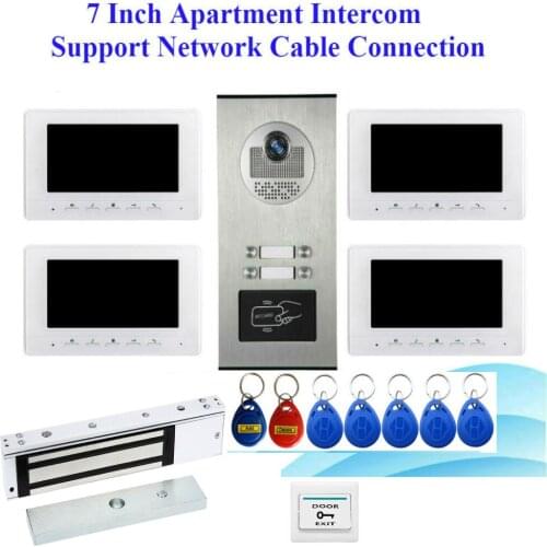 Wired 7"Inch Monitor Video Doorbell Door Phone Video Intercom Security Night Vision 1 Camera 2~4 Monitor System