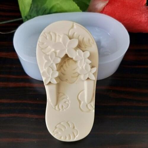 QT0219 PRZY Silicone Mold Flower Slippers Monstera Shoes Soap Molds Fondant Mould Shoes Clay Resin Gypsum Chocolate Eco-friendly