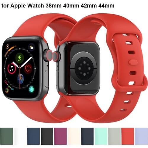 Red Band for Apple Watch Band 44mmmm 40mm Silicone Sport Replacement Strap for iWatch Series 6 5 4 3 2 1 SE Women Men Watchband