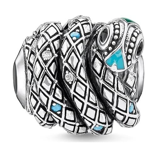 Silver Green Blue Snake Beads, Punk Thomas Style Karma Beads Ethnic Ts Jewelry Accessories Fit Necklace Bracelet for Women Men