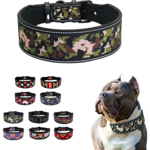 Reflective Collar Perro Grande Big Dog Accessories Pet Coleira Collier Chien Obroza Dla Psa Para Perros Collars For Pitbull Pug