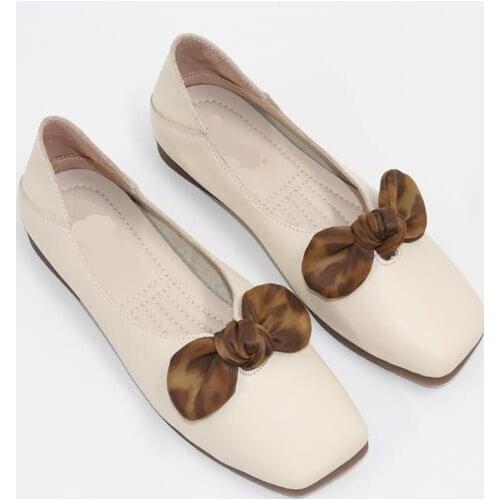 Genuine leatherComfortableRestoring ancient waysBowknot decorationSoftSingle shoesWomens Shoes
