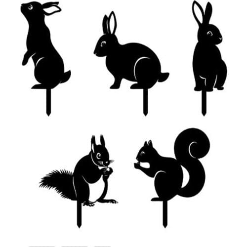 Outdoor Garden Decoration Wrought Iron Squirrel Garden Pile Courtyard Creative Insert Card Ground Insert