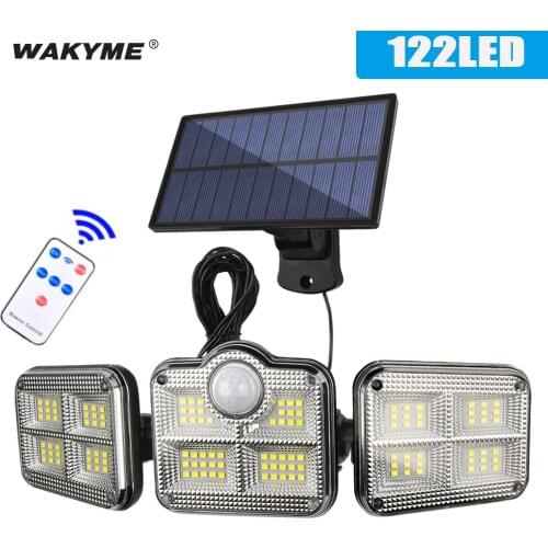 122 LED Solar Lights Outdoor Motion Sensor Remote Control IP65 Waterproof Wall Lamps For Garden Patio Yard Street Lights