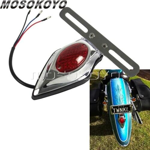 Motorcycle TearDrop Vintage Integrate LED Taillights LED License Plate Light Stop Lamp for Kawasaki Vulcan Road Star VTX VN