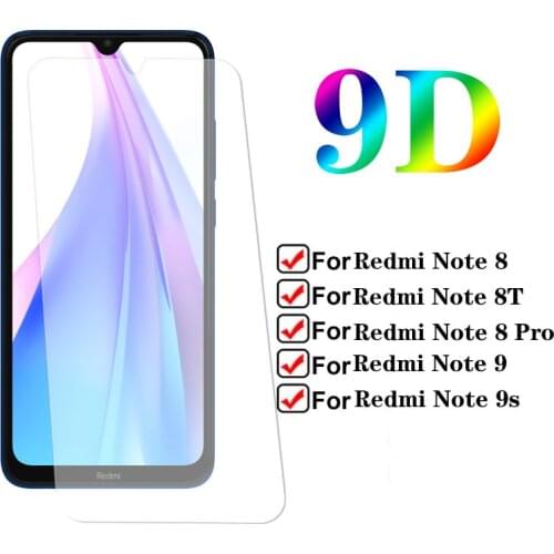 9D Protection Glass For Xiaomi Redmi Note 8 8T 8 Pro Tempered Screen Protector Redmi Note 9 Pro 9s Pro Max Safety Glass Film