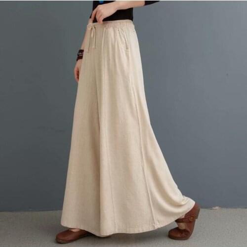 Women Solid Vintage Wide Leg Trousers Simple High Waist All-match High Waist Casual Loose Fashion Pants Plus Size M-7XL