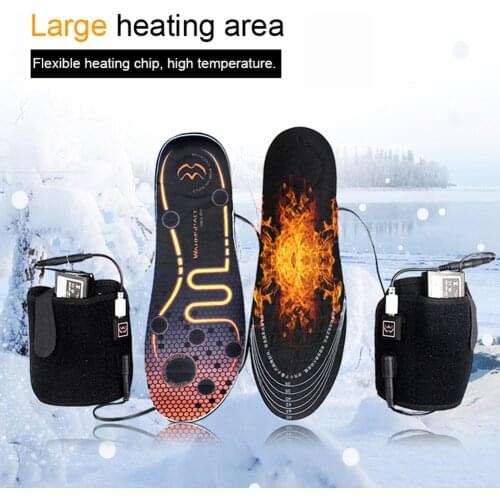 1 Pair of Heated Insoles Battery Powered Rechargeable Heated Shoes Insoles Winter Skiing Foot Warmers for Men and Women