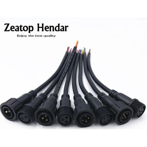 10Pair M16 Waterproof 2 3 4 5 Pin IP65 Cable Wire Plug for LED Strips Male and Female Jack 22mm nut Connector 20CM OD 6mm
