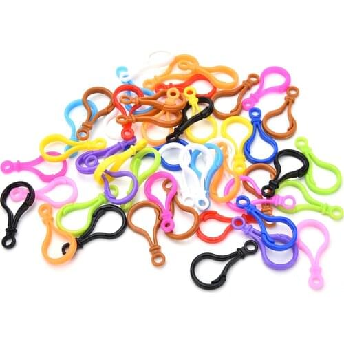 100 Pcs Plastic Key Chains Key Rings Multi-Color With Loop 50mm*25mm Color Random