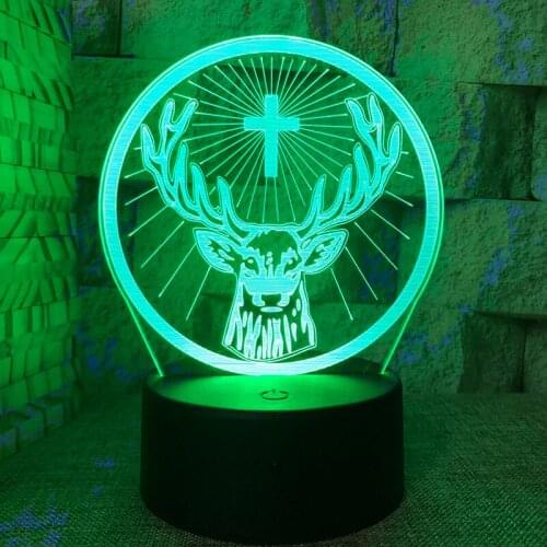 Sacred Deer 3D Decorations For Room Wild Deer Grid Jiusheng Usb Bedside Light 16 Colours Remote Night Lamp