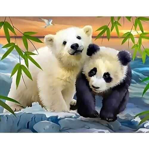 40x50cm panda Style Frameless DIY Painting By Numbers Colorful Dog Pictures By Numbers On Canvas Animals Home Decoration