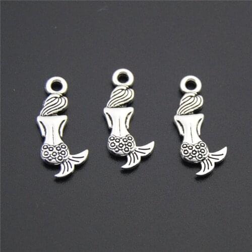 50PCS Silver Color Beautiful Little Mermaid Charms For Jewelry Making DIY A2260