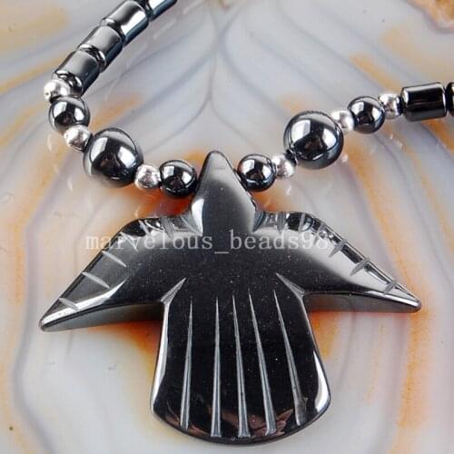 Free shipping Fashion Jewelry Black Non-Magnetic Hematite Eagle Pendant Necklace 1Pcs G6851