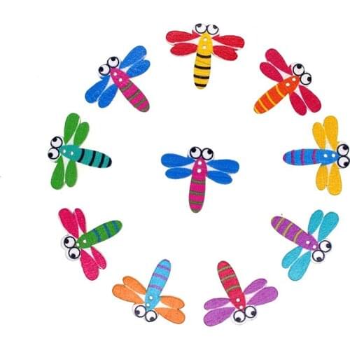 SHINE 30PCs Wooden Sewing Buttons Scrapbooking Dragonfly Mixed Two Holes 30 x 25mm Costura Botones Decorate bottoni botoes