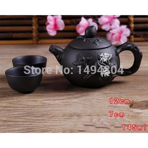 Tea Set 150ML Purple Teapot 3 Pieces-set(1 Teapot+2 Tea cups)Service Kung Fu Kettle