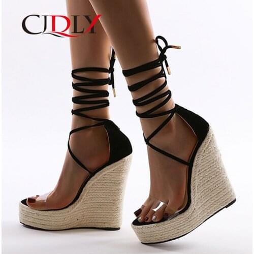 CJDLY Women Summer Wedge Sandals Female Ankle strap Platform Bohemia High Heel Sandals Fashion Ankle Strap Open Toe Ladies Shoes