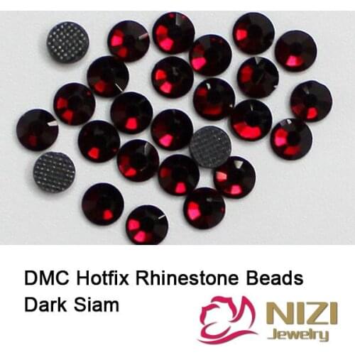 Dark Siam DMC Hotfix Rhinestones For Garment Accessories Flatback Glue Back Iron On Strass Stones DIY Wedding Clothes Supplies