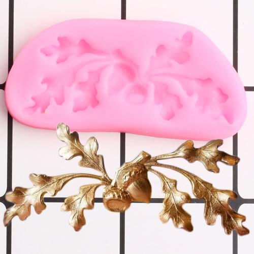 Oak Leaves Acorn Silicone Molds Cake Border Fondant Mold DIY Party Cake Decorating Tools Chocolate Gumpaste Candy Clay Mould