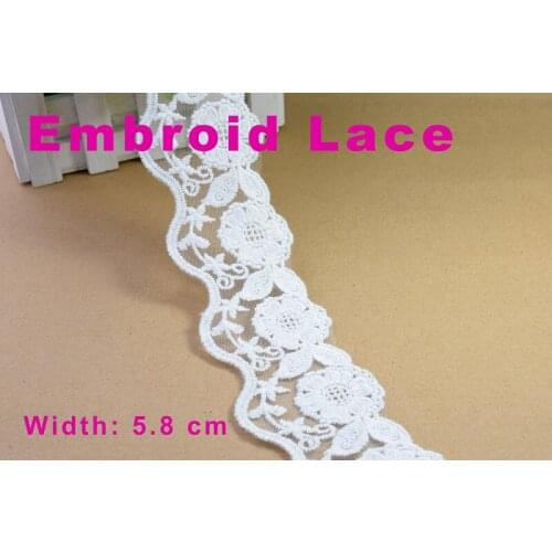 5.8cm width Cotton embroid lace sewing ribbon guipure trim or fabric warp knitting DIY Garment Accessories free shipping#3059